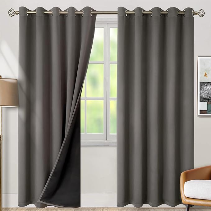 BGment Grey Blackout Curtains 84 Inches Long 2 Panels Set by BGment