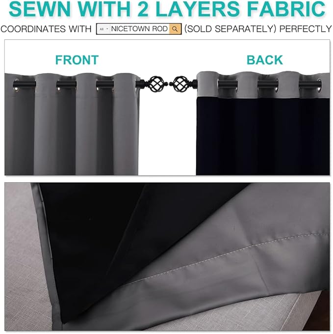 NICETOWN Total Shade Curtains and Draperies, Heavy-Duty Full Light Shading - Image 5