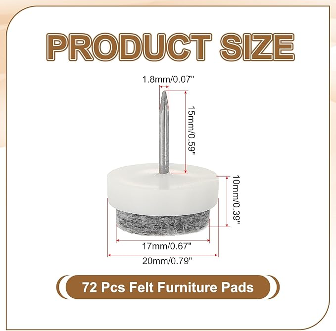 PATIKIL 20 mm Nail-on Felt Pads - Image 2