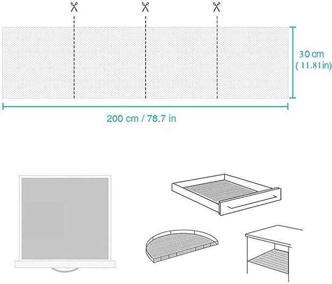 Shelf Liner Drawer Liner Non-Slip Mat Shelves Liners 12" X6.5’ Grid Pattern PVC - Image 3