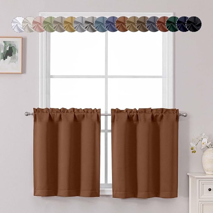 Chyhomenyc Sun Baked Short Blackout Curtains 24 Inch Length, Small Kitchen by Chyhomenyc