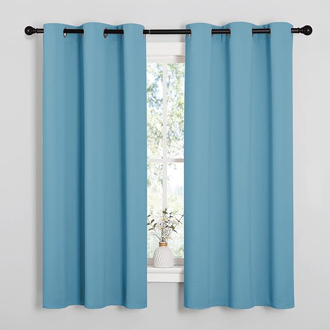 NICETOWN Teal Blue Blackout Curtains 68 inches Length by NICETOWN