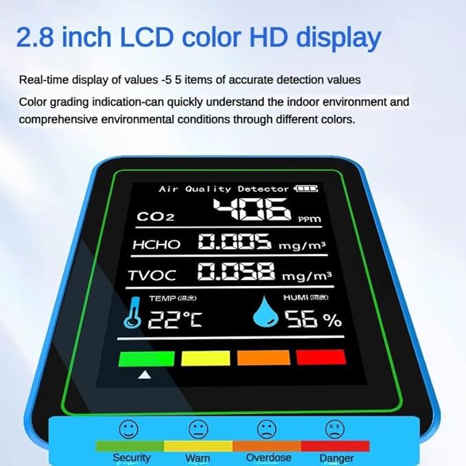 5-in-1 air Quality Monitor, Professional air Quality Detector - Image 7