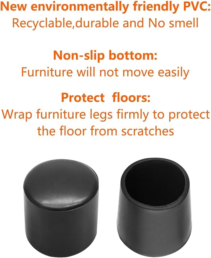 20 Pcs Round Rubber Furniture Leg Caps, 1/2" Vinyl Flexible Chair Leg Floor - Image 4