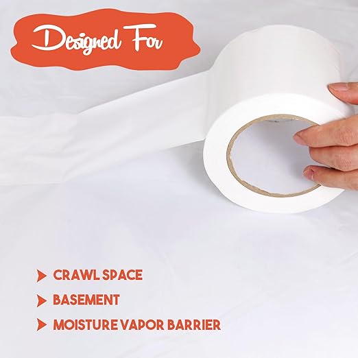 White Vapor Barrier Tape, 3 Inch x 180 Feet Moisture Barrier Seal Tape - Image 4