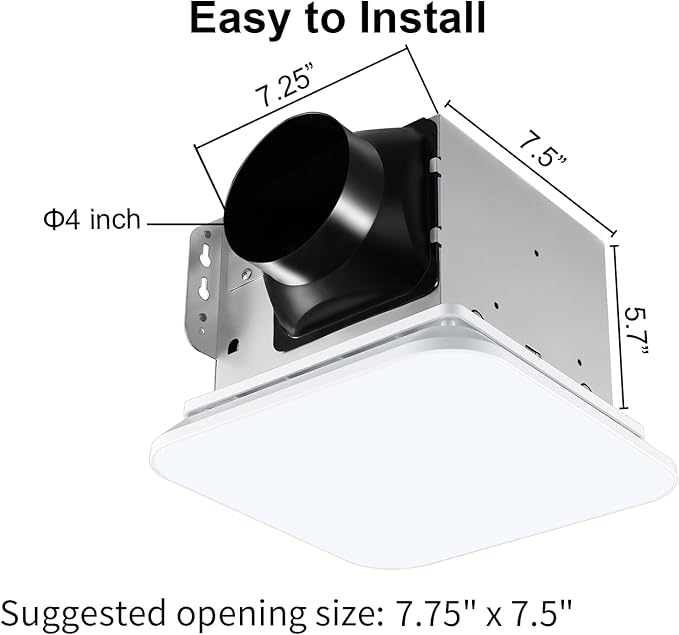Bathroom Exhaust Fan with Light 110 CFM Quiet with Color Change, - Image 4