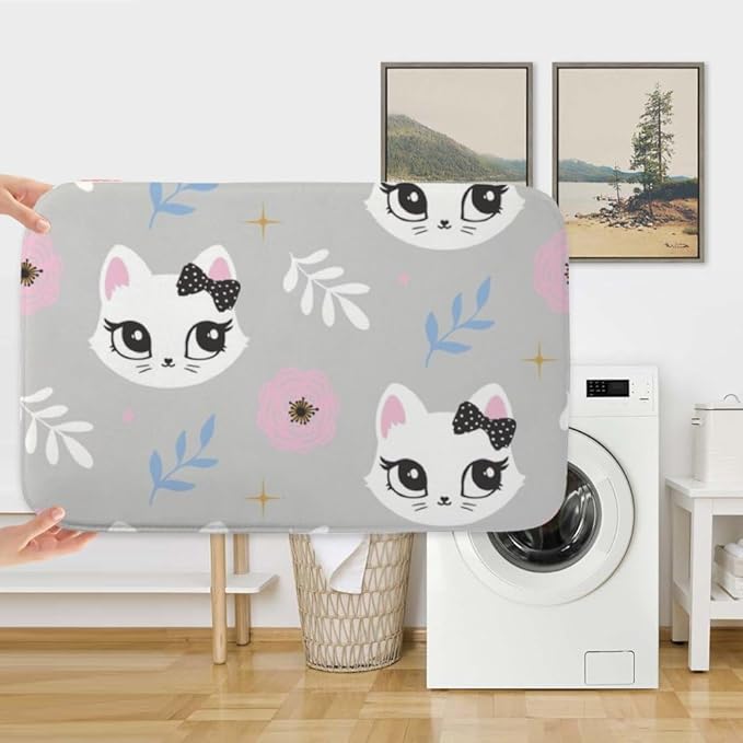 Cute Pet Animal Kitten Bow Runner Rug Bathroom Toilet Rugs Foot Mat Mats - Image 5
