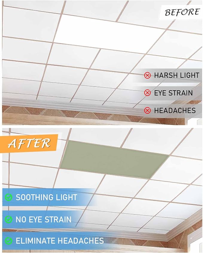 2 Pack Fluorescent Light Cover for Ceiling Lights, Sage Green Magnetic - Image 6