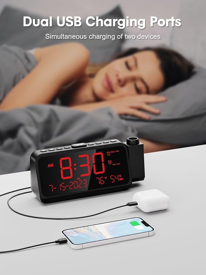 ROCAM Projection Clock for Bedroom, Digital Clock - Image 7