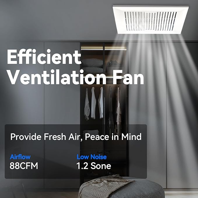 Bathroom Exhaust and Ventilation Fan 88CFM, Ultra-quiet Bath Fan Ceiling Mount - Image 6