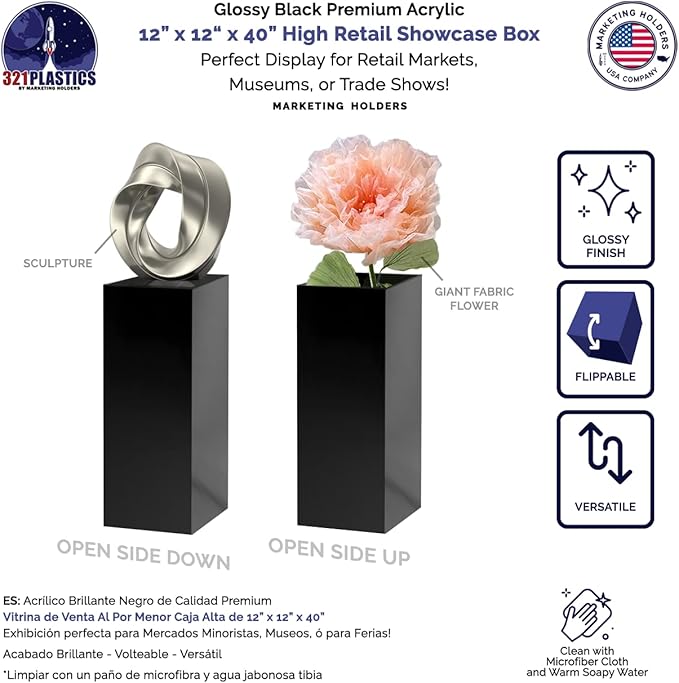 Acrylic Tall Display Cube Pedestal Art Sculpture Flower Tower One Piece No Lid - Image 2