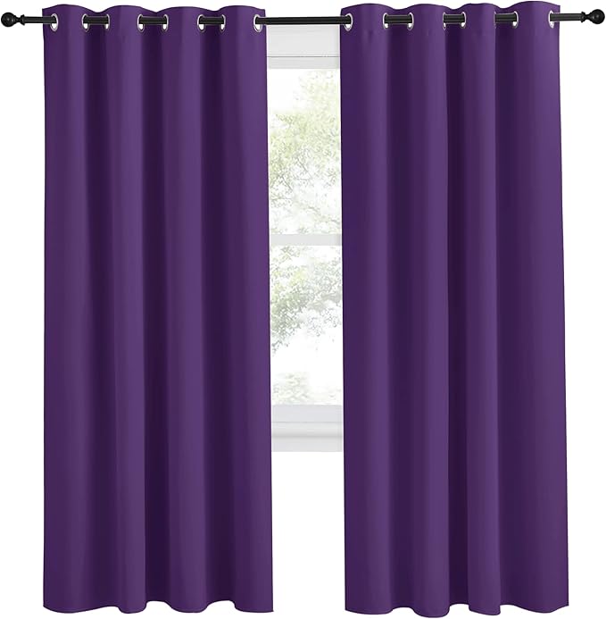 NICETOWN Blackout Window Curtain Short, 55W x 78L, Sold Individually, Royal - Image 2
