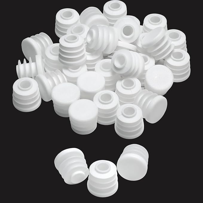 5/8" Plastic Hole Plugs White -Round Chair Leg Caps, Flush Mount Pipe Plugs by EASYEAH