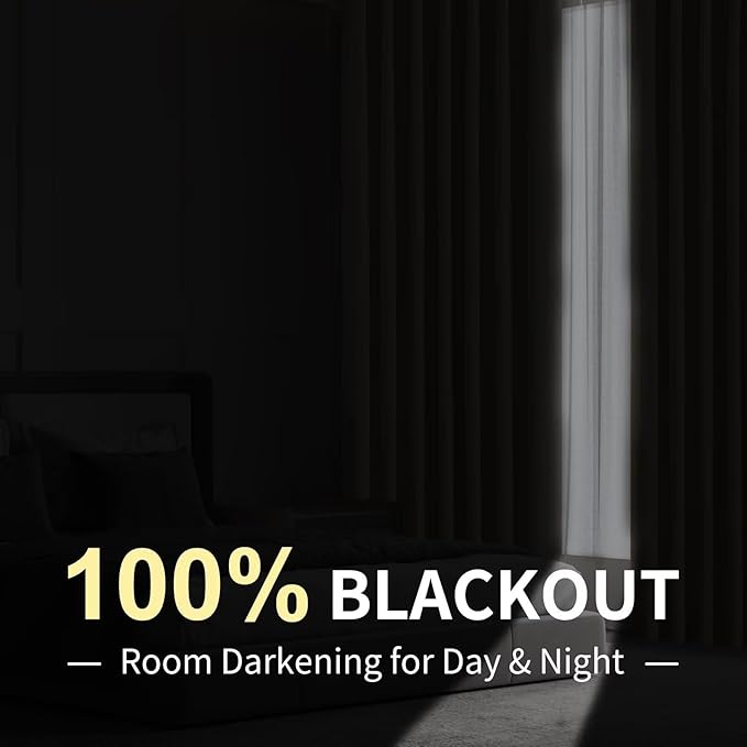 CUCRAF Linen 100% Blackout Curtains 84 Inch Length 2 Panels Set, Back Tab and - Image 2