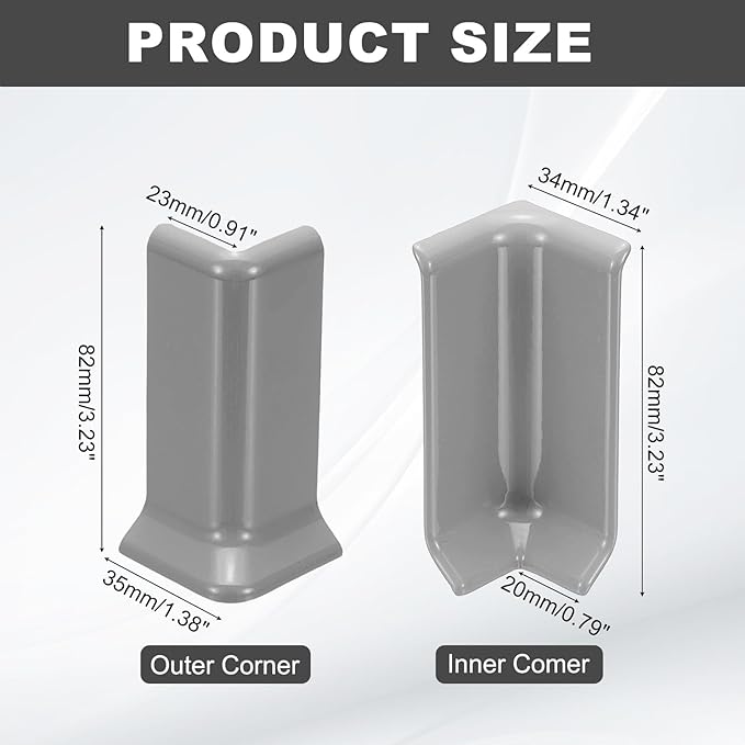 uxcell Self Adhesive Baseboard Corner Blocks, 3.23 Inch Wall Edge Corner - Image 2