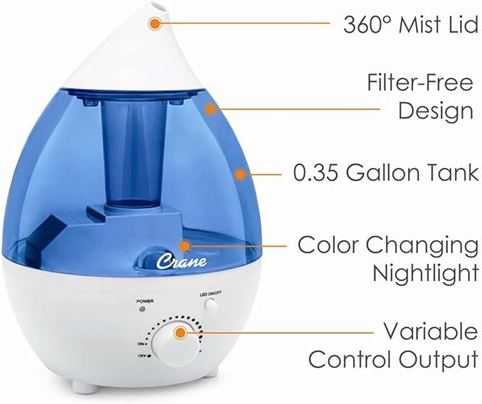 Crane Personal 1.3 Liter Ultrasonic Cool Mist Humidifier - Image 2