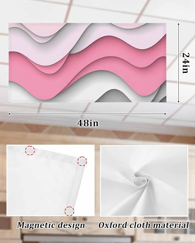 Yukro 3 Pack Pink Ombre Fluorescent Light Covers Pink Gray Gradient Abstract - Image 6