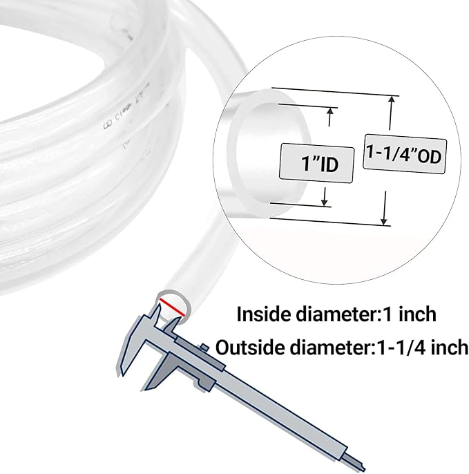 1’’ ID × 1-1/4’’ OD - 50 ft Clear Plastic Vinyl Tubing - Image 2
