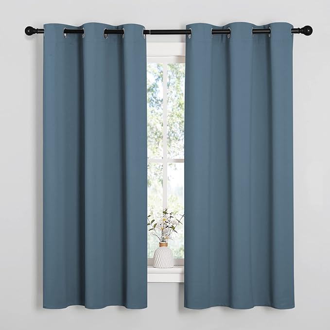 NICETOWN Smoky Blue Blackout Curtains 48 inches Length by NICETOWN