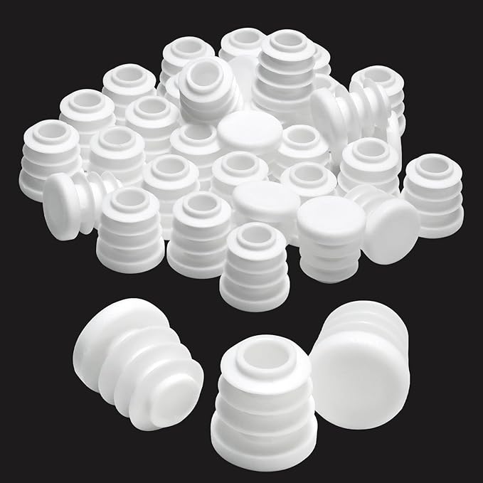 9/16" Plastic Hole Plugs White -Round Chair Leg Caps, Flush Mount Pipe Plugs by EASYEAH