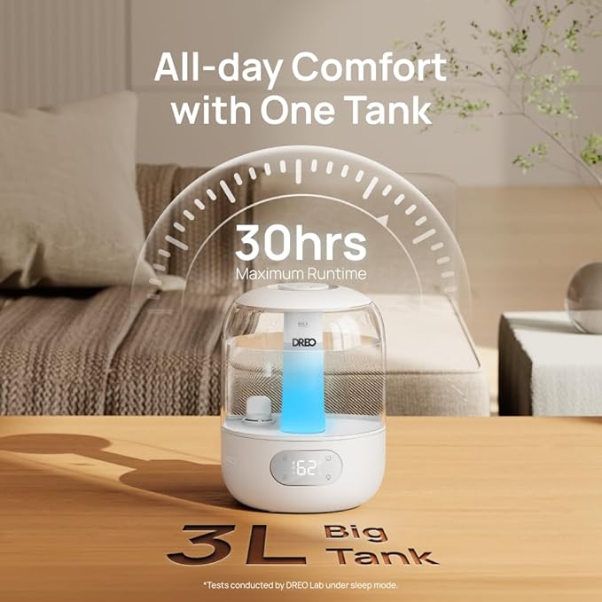 DREO Humidifiers for Bedroom, 3L Top Fill 30H & 26dB Quiet Runtime for Large - Image 6