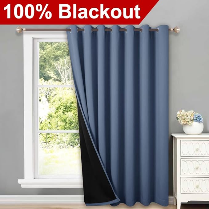 NICETOWN Total Shade Patio Door Curtain, Heavy-Duty Full Light Shading Sliding - Image 2