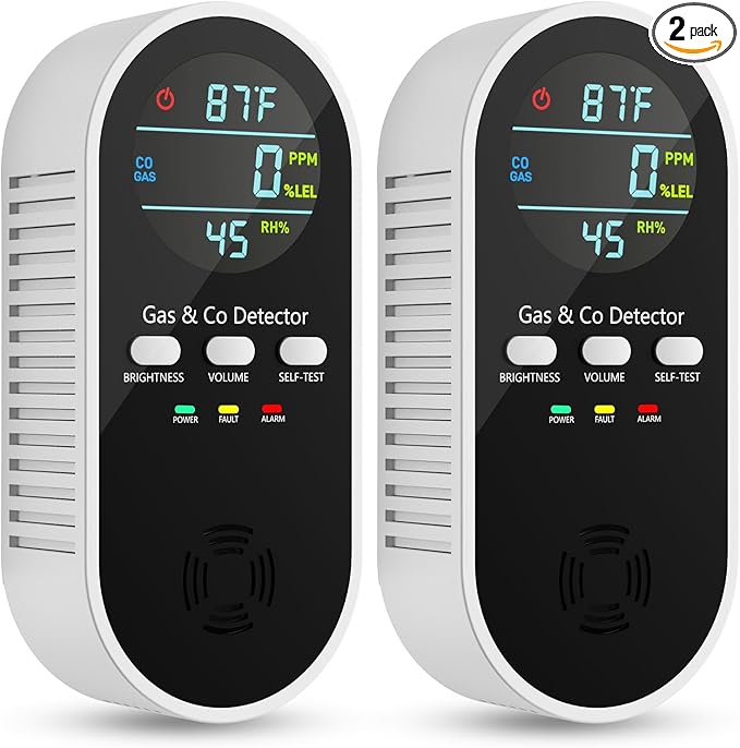 5-in-1 Carbon Monoxide Detectors, Natural Gas Leak Detector, Plug-in & Battery by VilfeLLC