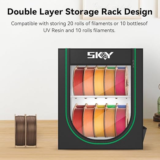Lutyr 3D Printer Filament Storage Rack, 20 Roll Pack, Metallic Multicolor - Image 3