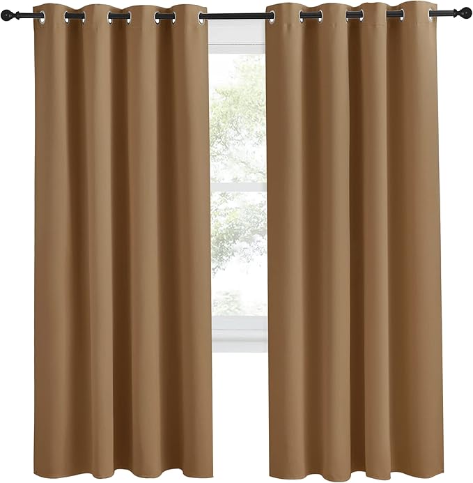 NICETOWN Gold Brown Curtain 78 inch Long, 1 Panel, W55 x L78, Grommet Blackout - Image 2