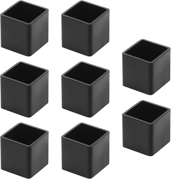 8 Pcs Square PVC Furniture Leg Caps, Vinyl Flexible Chair Leg Floor Protectors by Bonsicoky