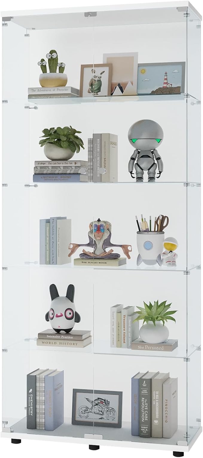 Yoluckea 5 Shelves Glass Display Cabinet - Image 8
