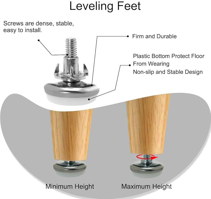 NGe 12-Set M8 x 20mm Heavy Duty Screw-On Furniture Leveling Feet Adjustable - Image 2