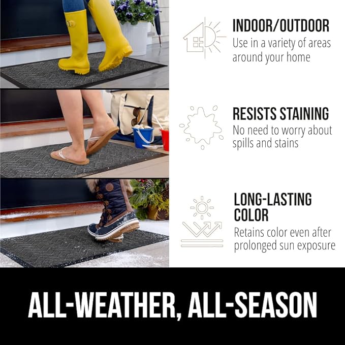 GORILLA GRIP 100% Waterproof All-Season WeatherMax Doormat, US Designed Natural - Image 4