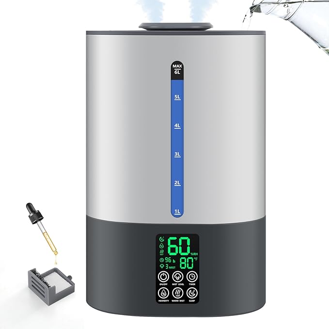 6L Humidifiers for Bedroom Large Room Home, Cool and Warm Humidifiers for Baby by Coolfiqu