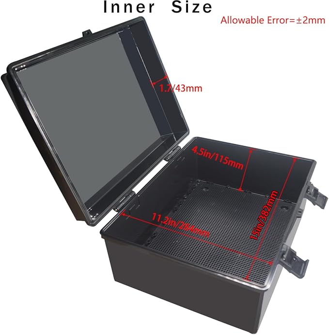 Junction Box, Hinged Black Cover IP67 Waterproof ABS Project Box - Image 3