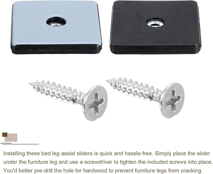 uxcell 4 Pcs Furniture Slider Pads, 2x2 Inch PTFE Square Screw-on Furniture - Image 4