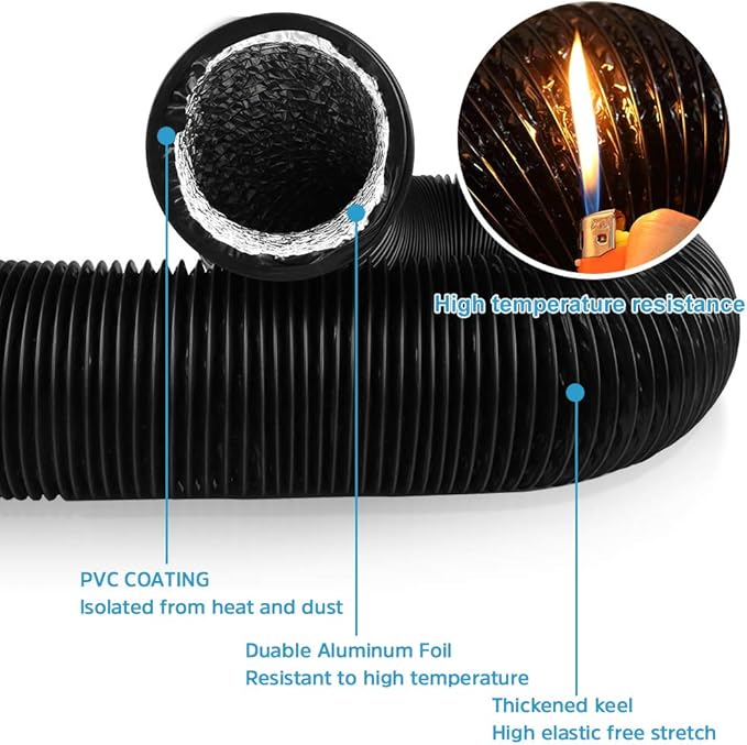 YIJUHOU 4 Inch 8FT Dryer Vent Hose, Flexible Air Ducting - Image 3