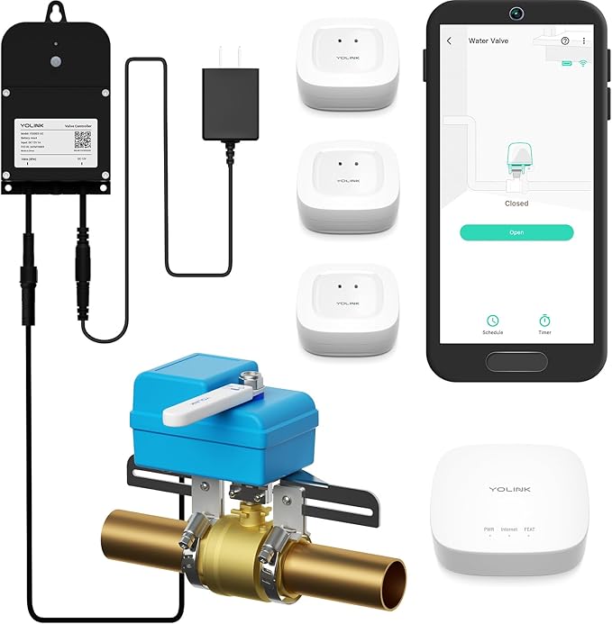 YoLink DIY Automatic Water Leak Detection & Shut-Off Starter Kit, EVO Valve by YoLink