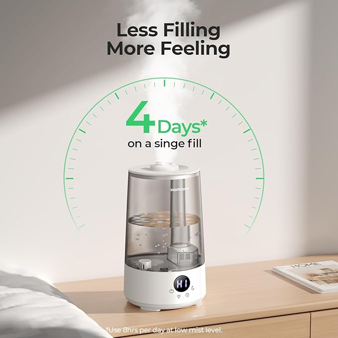 Homvana Humidifiers for Bedroom Home, 3.6 L Cool Mist Top-Fill 34H Super Long - Image 4