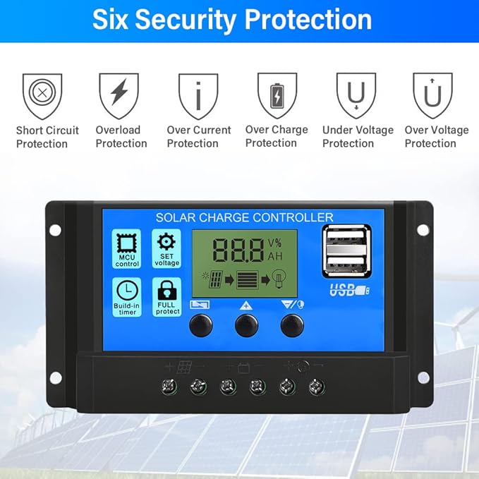 PWM Solar Charge Controller 20A Solar Panel Controller 12V/24V Auto Adjustable - Image 6