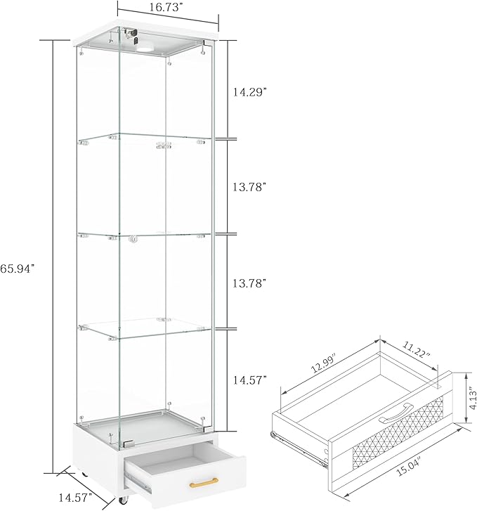 Yoluckea 4 Tiers Glass Display Cabinet - Image 2