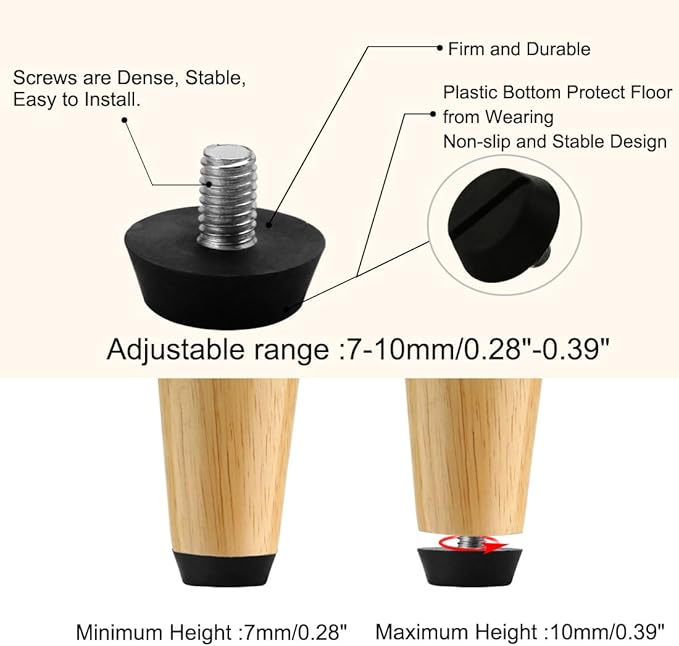 uxcell M6 x 10 x 20mm Furniture Glide Leveling Feet Adjustable Leveler Floor - Image 4