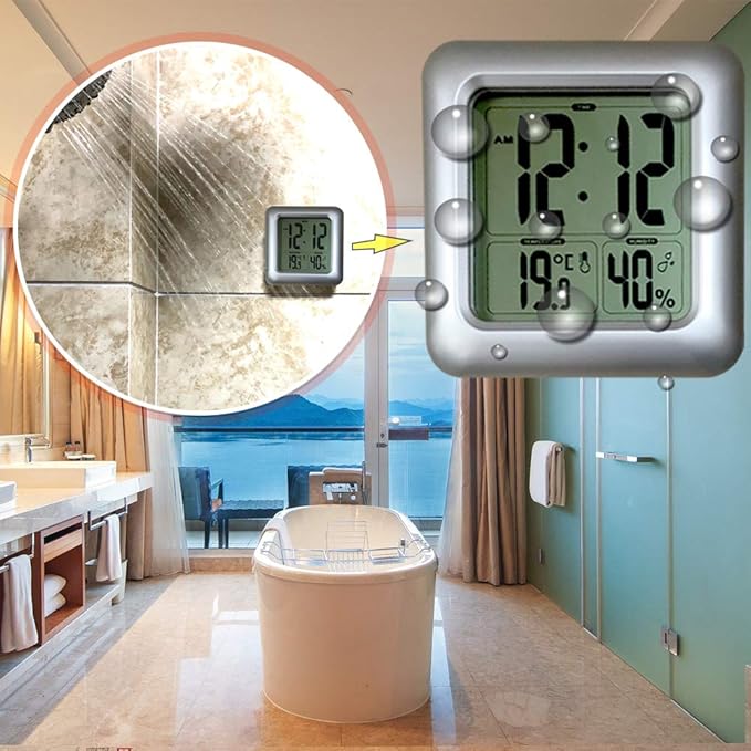 Large Waterproof Bathroom Shower Wall Clock, Big Digital Water Resistant - Image 4