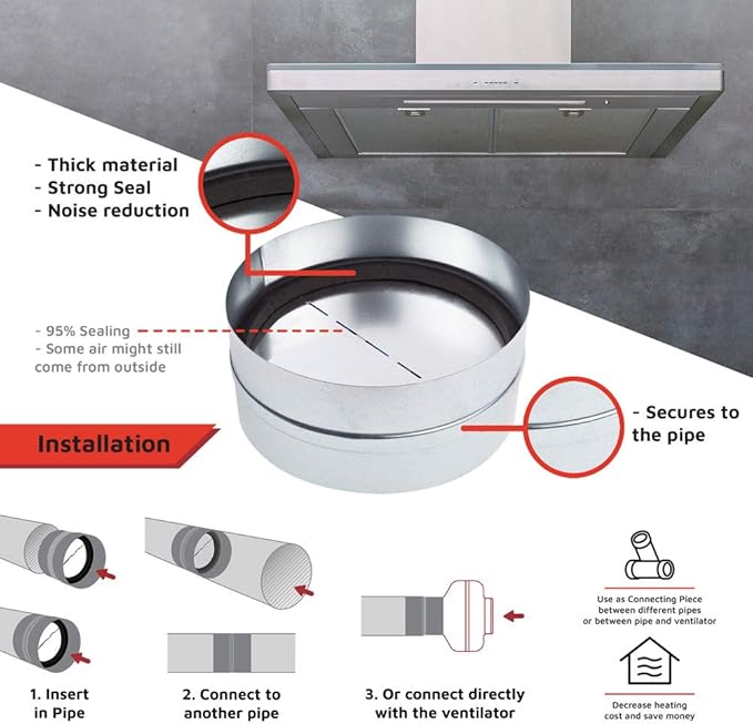 neverest® RK 8" Backdraft Shutter Damper Connector Duct Professional - Image 3
