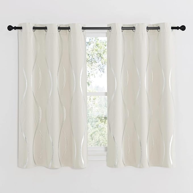 NICETOWN Beige Kitchen Curtains Small Blackout Panels 34 by 54 Inch, Window - Image 2