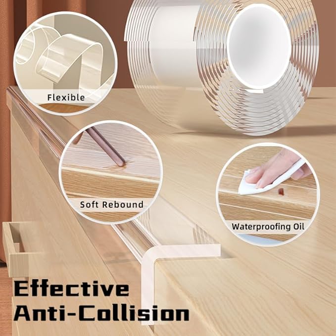 Clear Soft Corner Protectors for Furniture Strip, 2.6 in x 6.6 FT, Sharp Edge & - Image 2