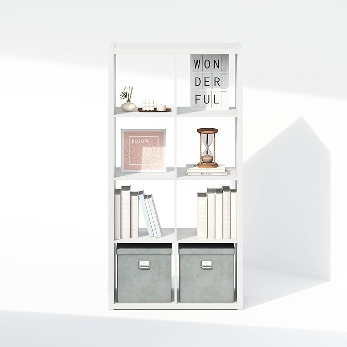 Furinno Simple Cube Storage Organizer, 8-Cube Display Shelf, Open Back Shelving - Image 5