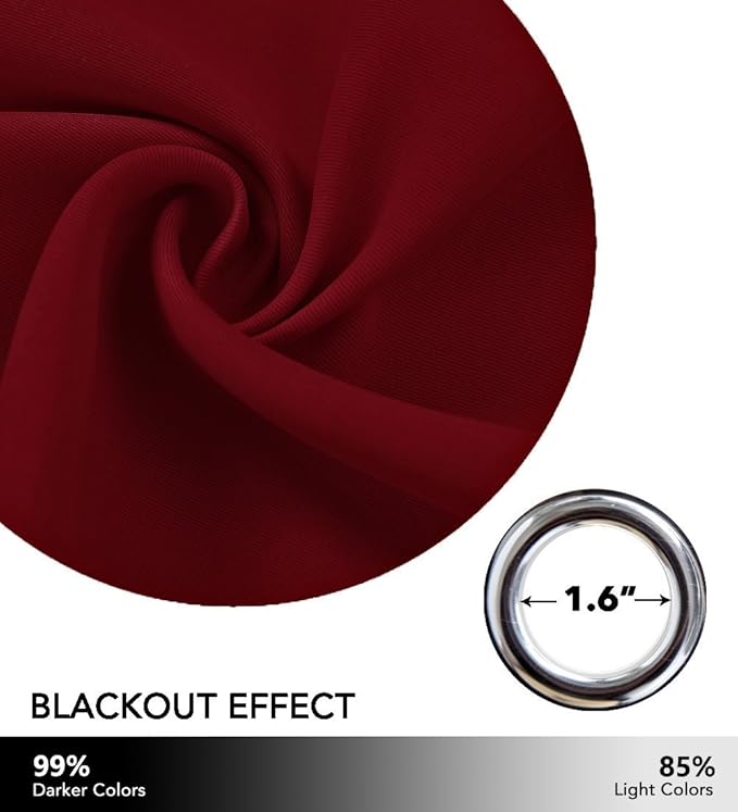 NICETOWN Burgundy Blackout Window Curtain - Image 4