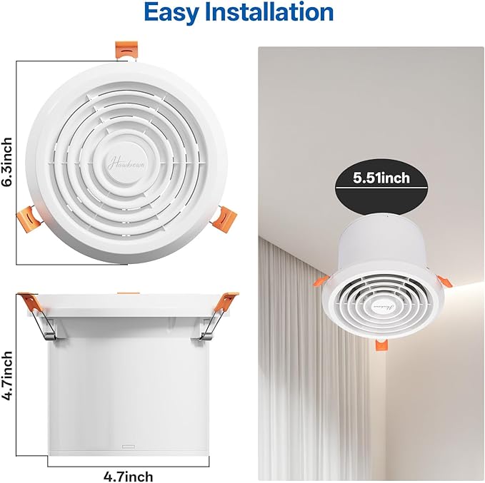 4inch Exhaust Fan, 110 CFM Wall Mounted Vent Fan, 1.0 Sone Quiet, Windows - Image 5