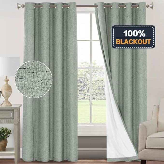 PrinceDeco Blackout Curtains for Bedroom 96 Inches Long Linen Look Curtains for - Image 6